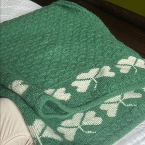 Green Merino Wool Irish Blanket